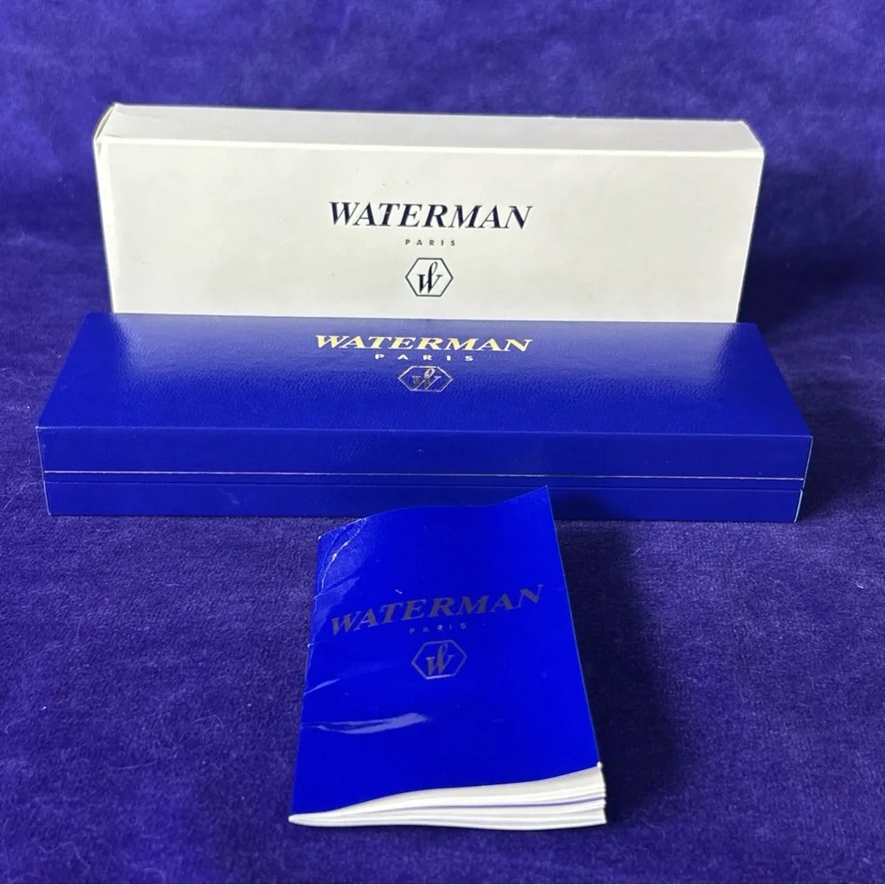 Vintage Waterman Paris 18K Gold Nib Fountain Pen Black & Gold New in Box